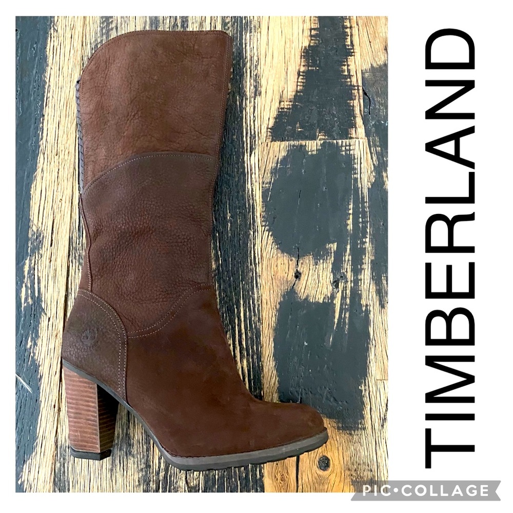TIMBERLAND Earth Keepers Stratham Brown Leather Side Zip Tall Boots Size 10